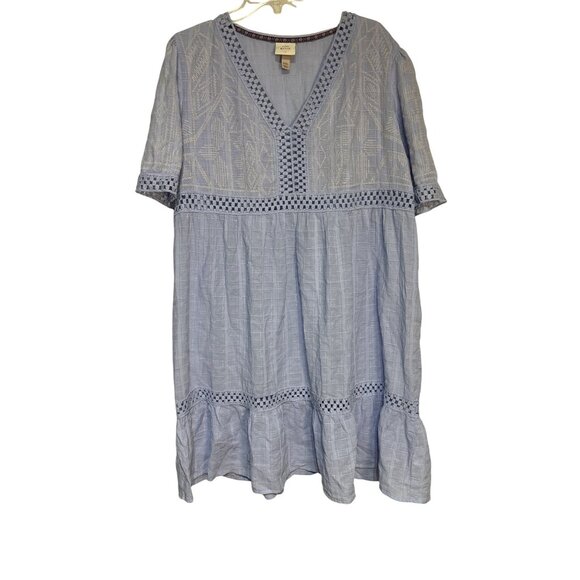 Knox Rose Blue Embroidered V-Neck Dress XXL - Picture 1 of 6